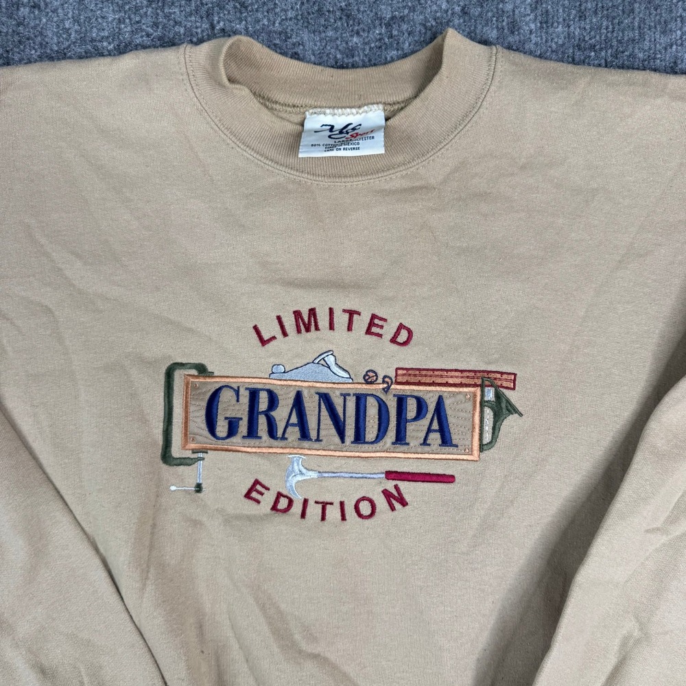 MC Sport Sweatshirt Mens Size Large Tan Grandpa Edition Embroidered Pullover